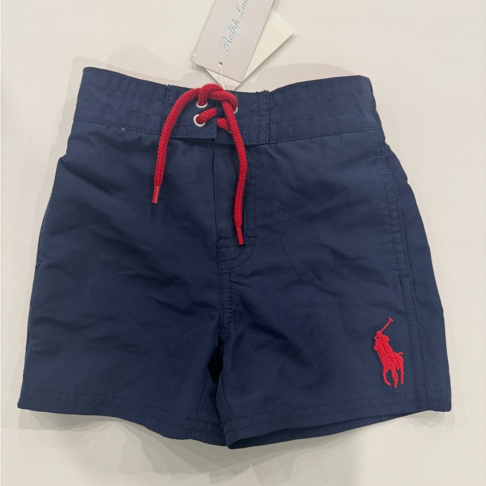 NWT Polo Ralph Lauren Baby Navy Blue Swim Shorts Size 12 Months - Picture 1 of 6